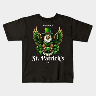 an eagle with green leprechaun hat - Happy st patricks day Kids T-Shirt